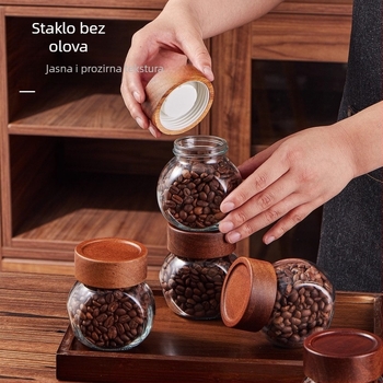 Staklene posude za pohranu zrna kave i mljevene kave, mini set zatvorenih staklenki, prehrambena kvaliteta