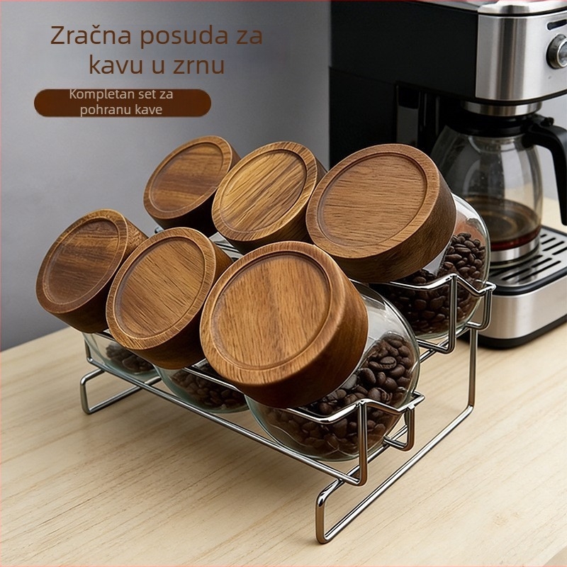 Staklene posude za pohranu zrna kave i mljevene kave, mini set zatvorenih staklenki, prehrambena kvaliteta