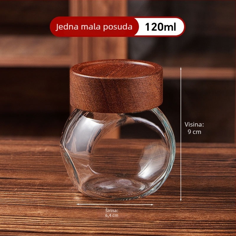 Staklene posude za pohranu zrna kave i mljevene kave, mini set zatvorenih staklenki, prehrambena kvaliteta