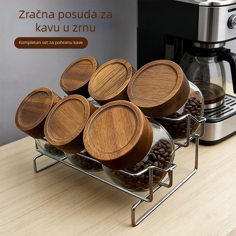 Staklene posude za pohranu zrna kave i mljevene kave, mini set zatvorenih staklenki, prehrambena kvaliteta