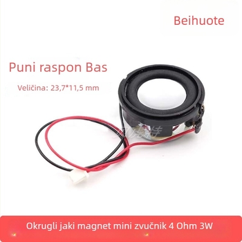 Bluetooth mali zvučnik s punim rasponom basova, promjer 23/24 mm, 4 Ω, 3 W, okrugli snažni magnet, za DIY projekte