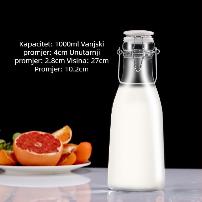 Aileyou staklena boca: mlijeko, sok, enzimska boca i boca za vino, keramički poklopac i kvač za zaključavanje, kapacitet 800-1000 ml, prehrambeno staklo