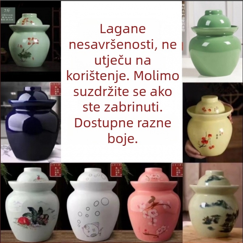 Ovalna keramička posuda za kiseli krastavci, kućna uporaba, hermetički zatvoren spremnik za povrće i žitarice, kapacitet 5 L ili više