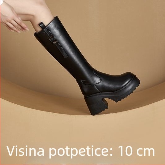 Ženske čizme do koljena s debelim potpeticama, 10 cm povećanje visine, novi model
