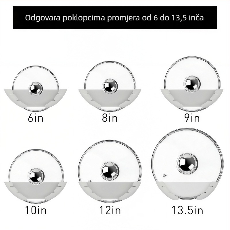 Plastični zidni držač za kuhinjske špatule i poklopce lonaca
