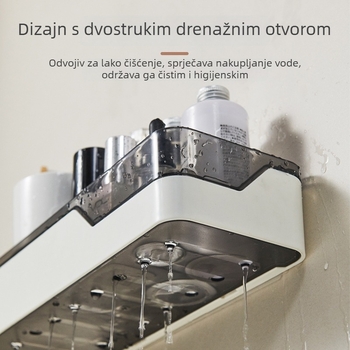 Plastični zidni regal za kupaonicu, bez bušenja, štedljiv prostor za umivaonik i WC