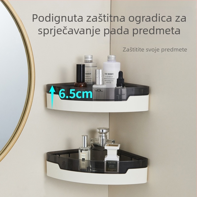 Plastični zidni regal za kupaonicu, bez bušenja, štedljiv prostor za umivaonik i WC