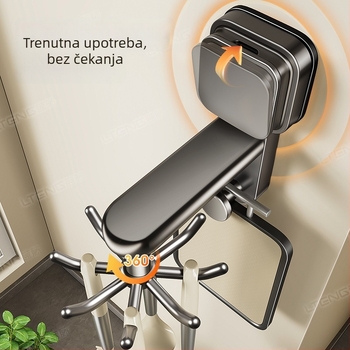 Kuhinjski zidni organizator s usisnom čašom, čvrst držač i kukice — bez bušenja