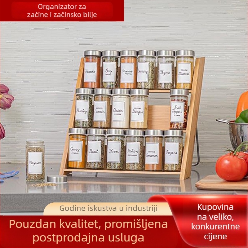3-slojni bambus stolni organizator za začine i kozmetiku