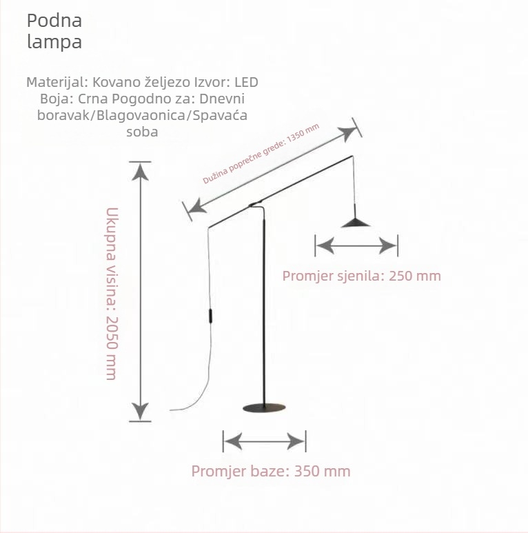 Dizajnerska studijska lampa, stojeća lampa uz kauč u ribarskom stilu, skandinavski postmoderni minimalistički stil za dnevni boravak u showroom apartmanu