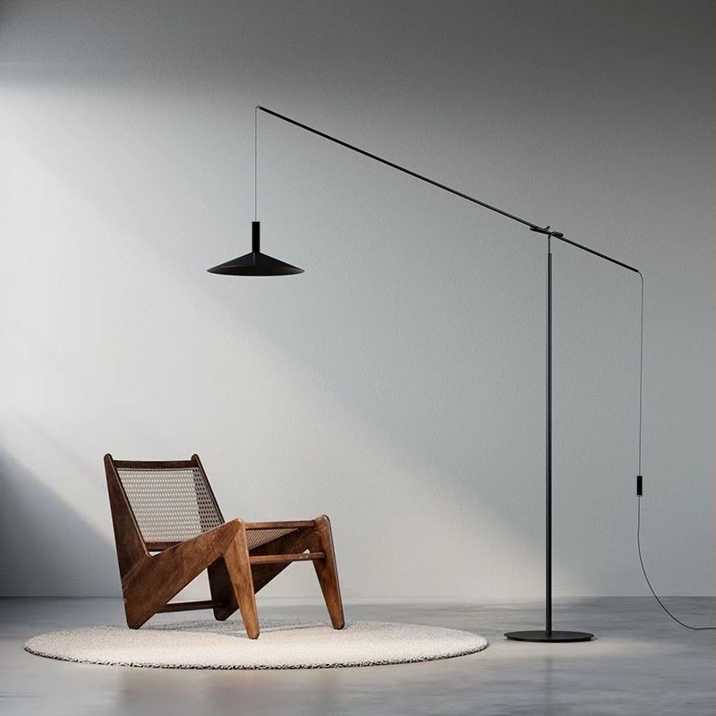 Dizajnerska studijska lampa, stojeća lampa uz kauč u ribarskom stilu, skandinavski postmoderni minimalistički stil za dnevni boravak u showroom apartmanu