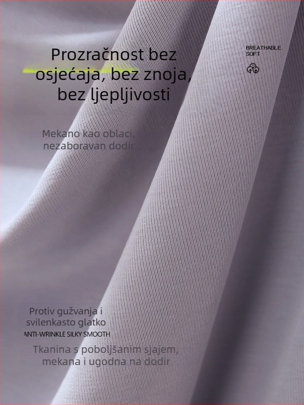 Ženski T-shirt kratkih rukava s asimetričnim V izrezom, plisirana, uska silueta, ljeto 2026, vrhunski dojam