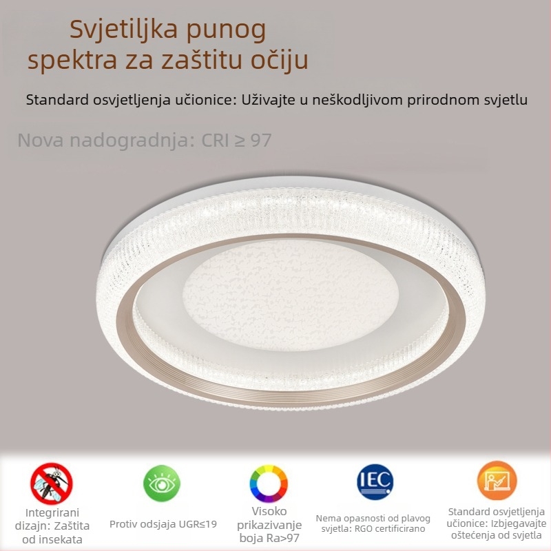Stropno svjetlo za spavaću sobu – moderni minimalistički dizajn, luksuzan kristalni kremasti stil, puni spektar osvjetljenja