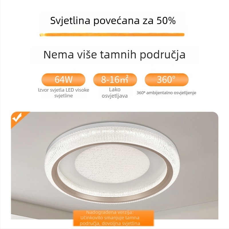 Stropno svjetlo za spavaću sobu – moderni minimalistički dizajn, luksuzan kristalni kremasti stil, puni spektar osvjetljenja