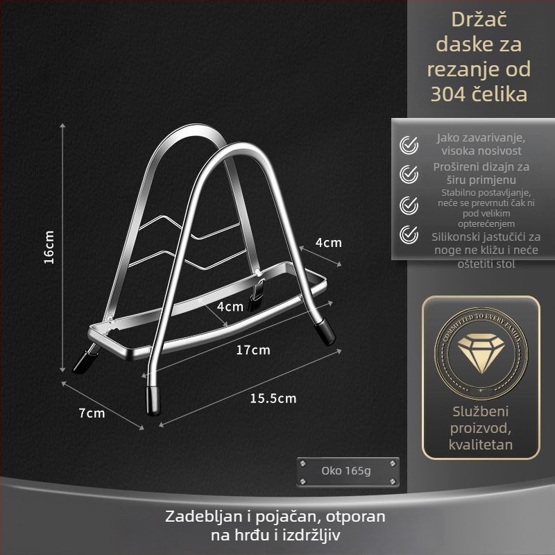 Stalak za daske od nehrđajućeg čelika, kuhinjski višefunkcionalni držač za daske