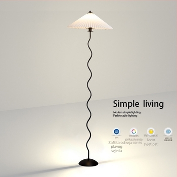 Podna lampa s plisiranim sjenilom, retro nordičkog stila, za dnevni boravak ili spavaću sobu