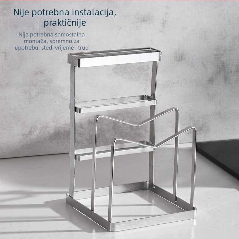 Držač noževa i dasaka za rezanje od nehrđajućeg čelika s držačem poklopaca