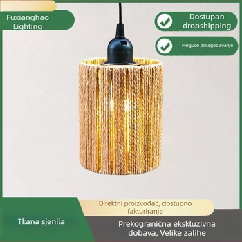 Abazur od ratana za viseću svjetiljku, zen stil, japanski nadahnut, za dnevni boravak, blagovaonu i radnu sobu