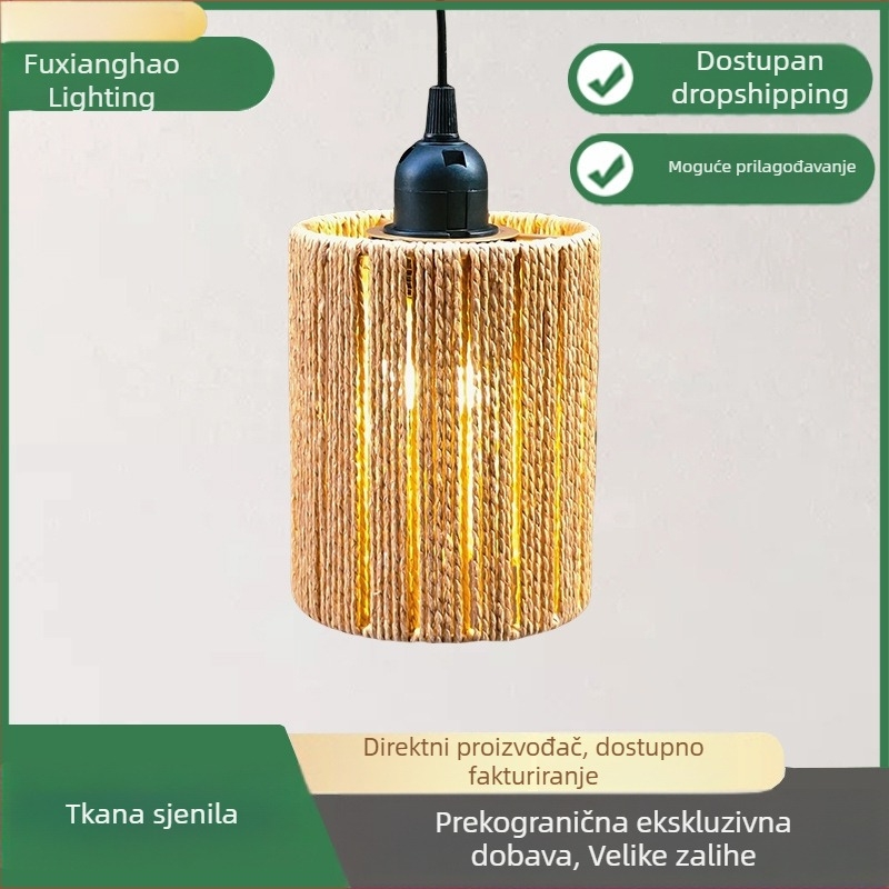 Abazur od ratana za viseću svjetiljku, zen stil, japanski nadahnut, za dnevni boravak, blagovaonu i radnu sobu