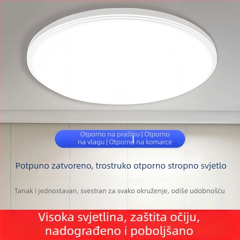 Potpuno zatvorena LED stropna svjetiljka, ultra tanka, moderni minimalistički stil, za spavaću sobu, balkon i kupaonu, zaštita za oči, okrugla glavna svjetiljka