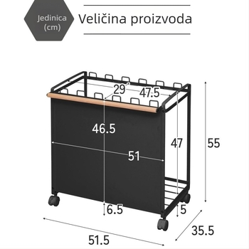 Prijenosni stalak za vrećice za smeće s tri odjeljka i kotačićima, minimalističkog stila, kuhinjski stalak za otpad