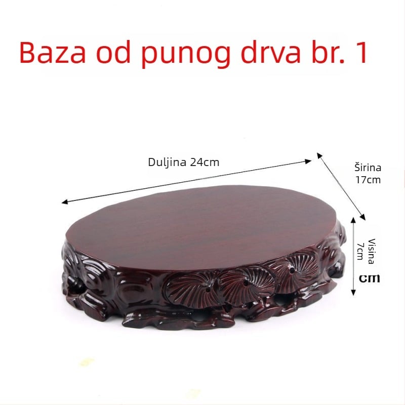 Masivna drvena baza s korijenom izrezbarenom kamenom Budhe, pogodna za bonsai i akvarij