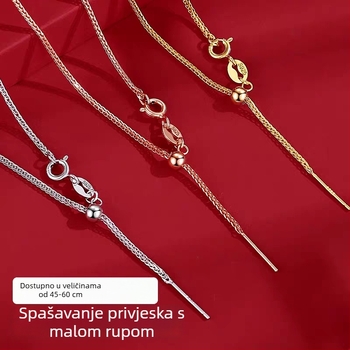 Ogrlica od srebra 925, lanac tipa Chopard, ogrlica za klavikulu, privjesak s DIY malom otvorom, lanac s perlama i biserima
