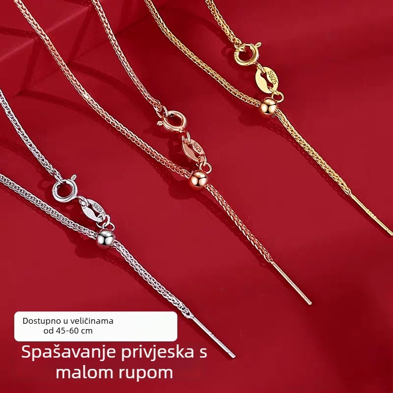 Ogrlica od srebra 925, lanac tipa Chopard, ogrlica za klavikulu, privjesak s DIY malom otvorom, lanac s perlama i biserima
