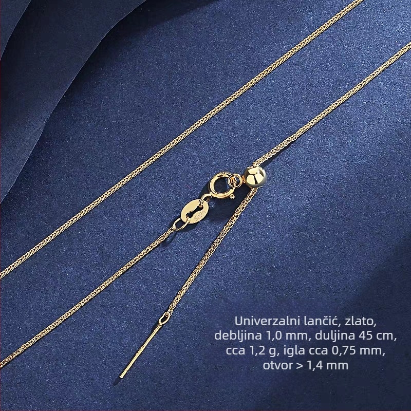 Ogrlica od srebra 925, lanac tipa Chopard, ogrlica za klavikulu, privjesak s DIY malom otvorom, lanac s perlama i biserima