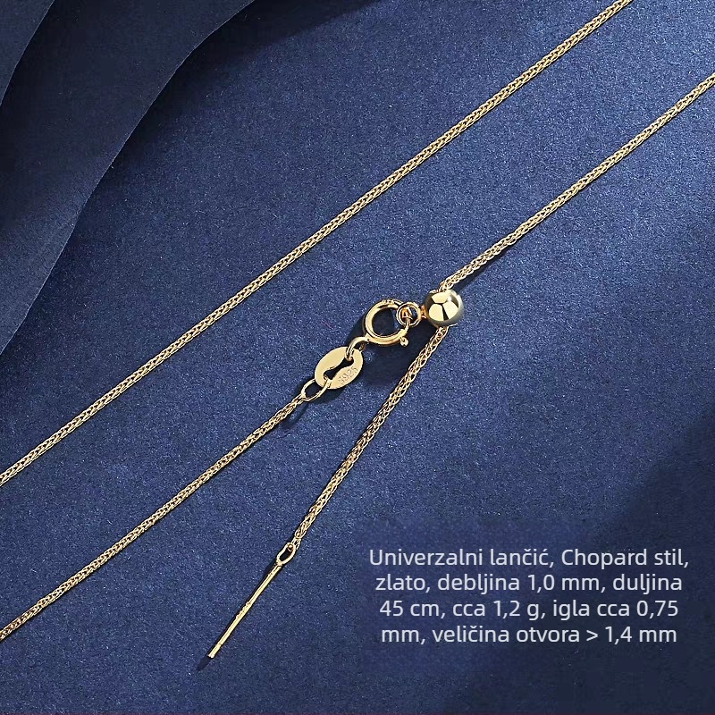 Ogrlica od srebra 925, lanac tipa Chopard, ogrlica za klavikulu, privjesak s DIY malom otvorom, lanac s perlama i biserima