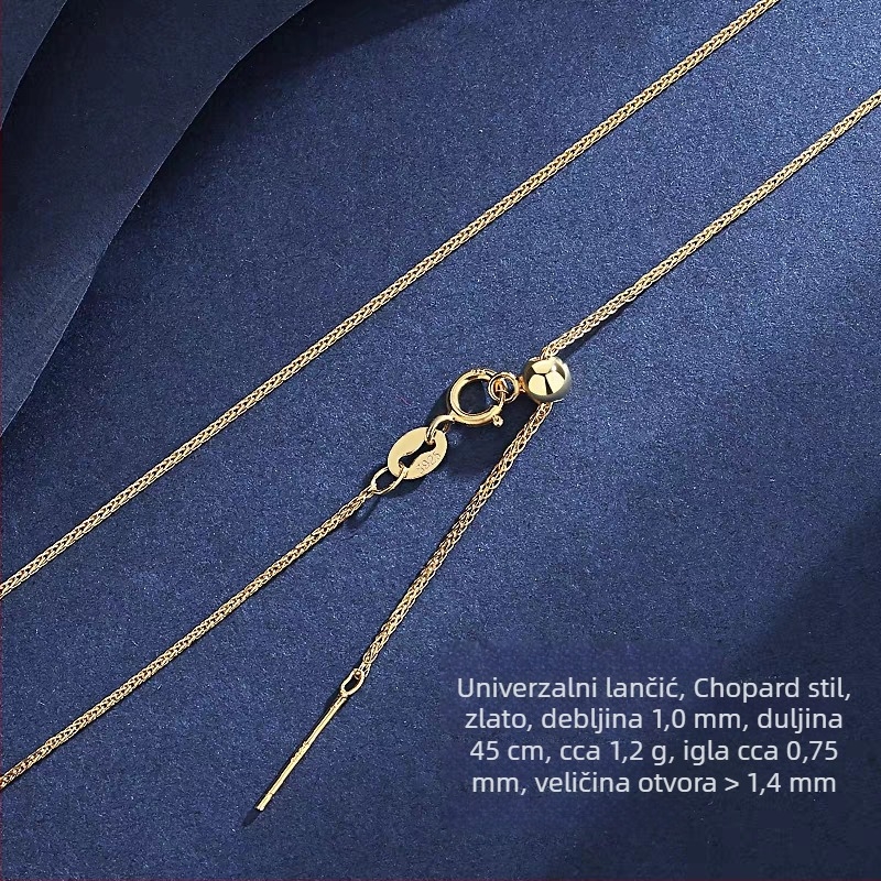 Ogrlica od srebra 925, lanac tipa Chopard, ogrlica za klavikulu, privjesak s DIY malom otvorom, lanac s perlama i biserima