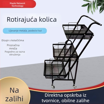 3-etažno podno okretno skladišno kolica, sklopivo za kuhinju, kupaonicu i šminku
