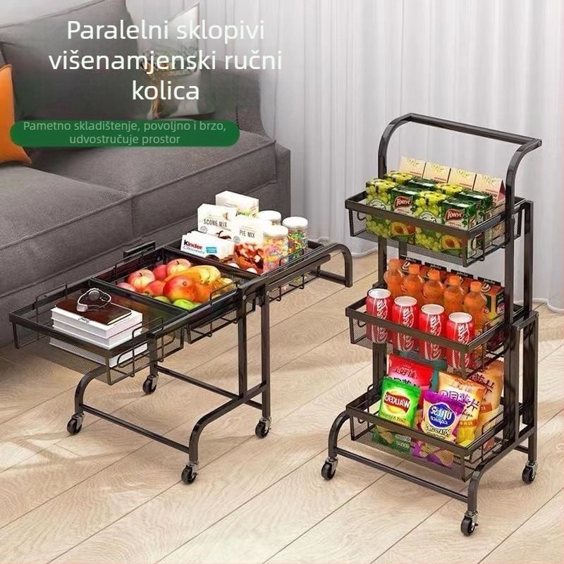 3-etažno podno okretno skladišno kolica, sklopivo za kuhinju, kupaonicu i šminku