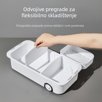 Plastični stalak ispod sudopera s izvlačnim pretincem i kotačićima – višenamjenski organizator za kuhinju i kupaonicu