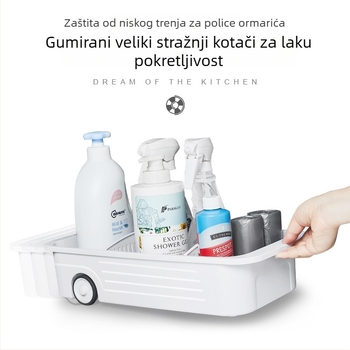 Plastični stalak ispod sudopera s izvlačnim pretincem i kotačićima – višenamjenski organizator za kuhinju i kupaonicu