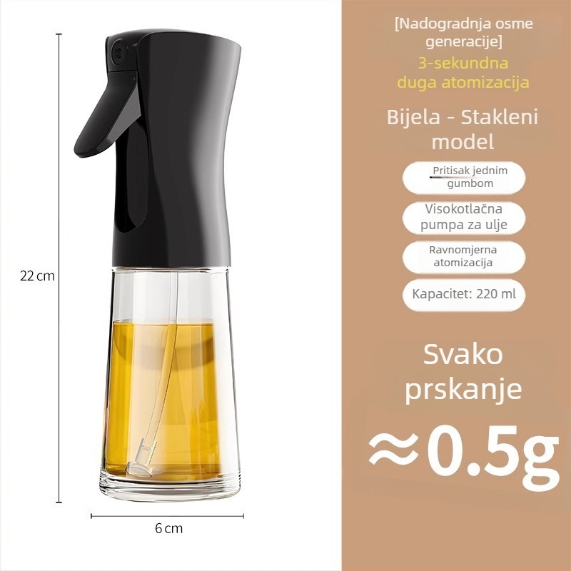 Staklena boca za raspršivanje ulja za kuhinju i air fryer, atomizirani sprej za ulje
