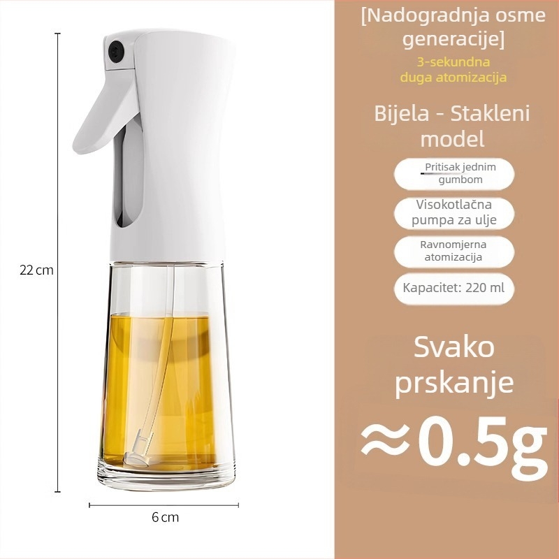 Staklena boca za raspršivanje ulja za kuhinju i air fryer, atomizirani sprej za ulje