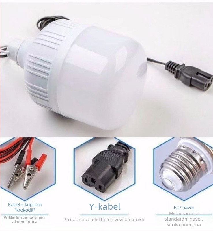 12V DC žarulja za noćna tržišta i ulične štandove, s klipom za kabel
