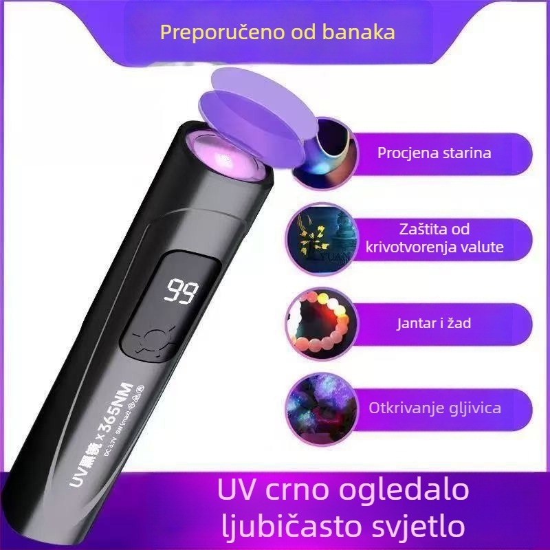 UV svjetiljka 365 nm za provjeru banknota s fluorescenskim agensom – prijenosna LED ljubičasta svjetlost za UV zračenje i detekciju