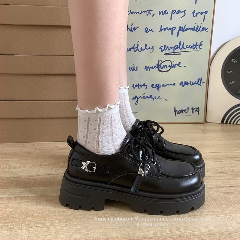 Ženske platforme s debelim potplatom od kože, retro Mary Jane loaferice, britanski stil