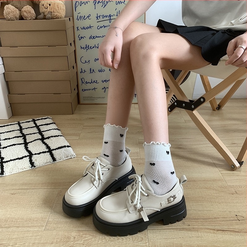 Ženske platforme s debelim potplatom od kože, retro Mary Jane loaferice, britanski stil