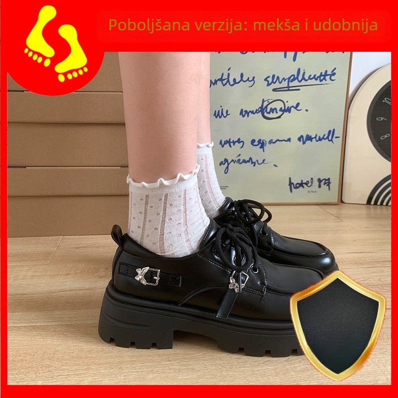 Ženske platforme s debelim potplatom od kože, retro Mary Jane loaferice, britanski stil