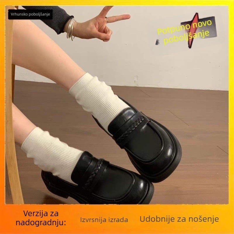 Ženske mokasine s debelim potplatom, proljeće 2026, slip-on cipele, britanski stil, svestrane kožne cipele