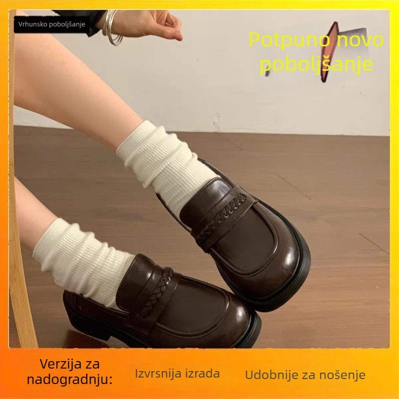 Ženske mokasine s debelim potplatom, proljeće 2026, slip-on cipele, britanski stil, svestrane kožne cipele