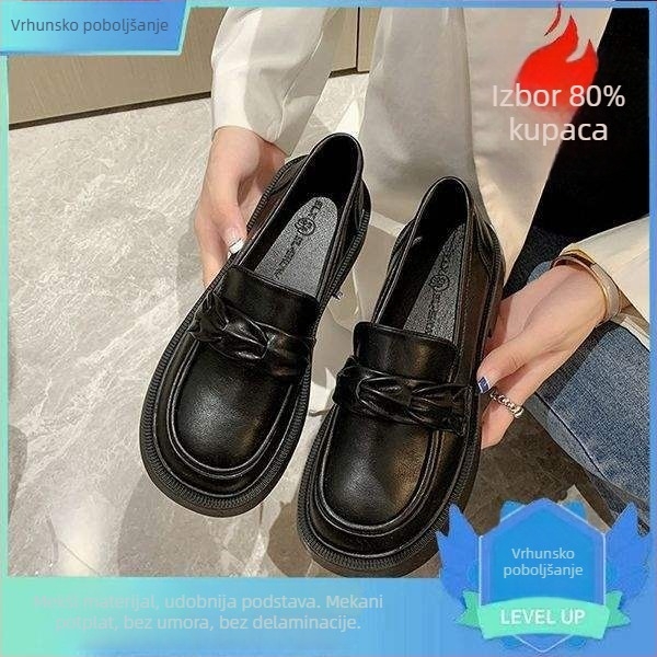 Ženske loaferice, jesen 2025, debela potplata i masivna pet, britanski stil, slip-on kožne cipele JK