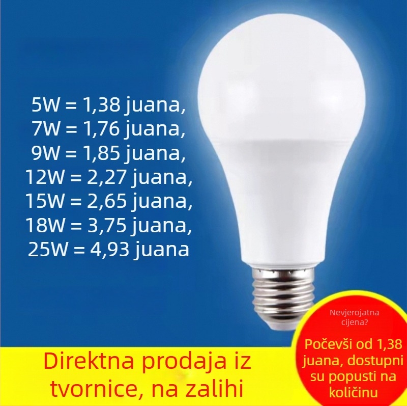 LED žarulja s plastičnim premazom aluminija, s priključkom E27 ili B22 bajonetom, energetcki štedljiva, oblik A60