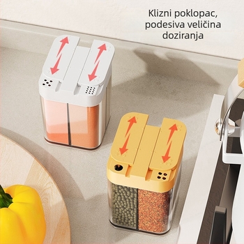 četverokomorna integrirana posuda za začine s otporom na vlagu, klizni poklop, kuhinjska posuda za kućnu upotrebu