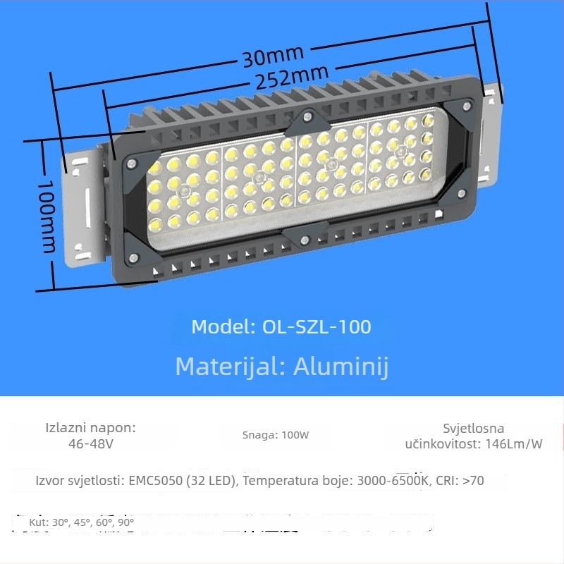 100W LED modul za vanjsko tunelsko osvjetljenje, vodootporni floodlight