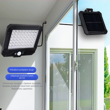 Vodootporni LED reflektor za krajolik i vrt s senzorom pokreta i upravljanjem svjetla, solarno napajanje, dvodijelno vanjsko zidno LED svjetlo