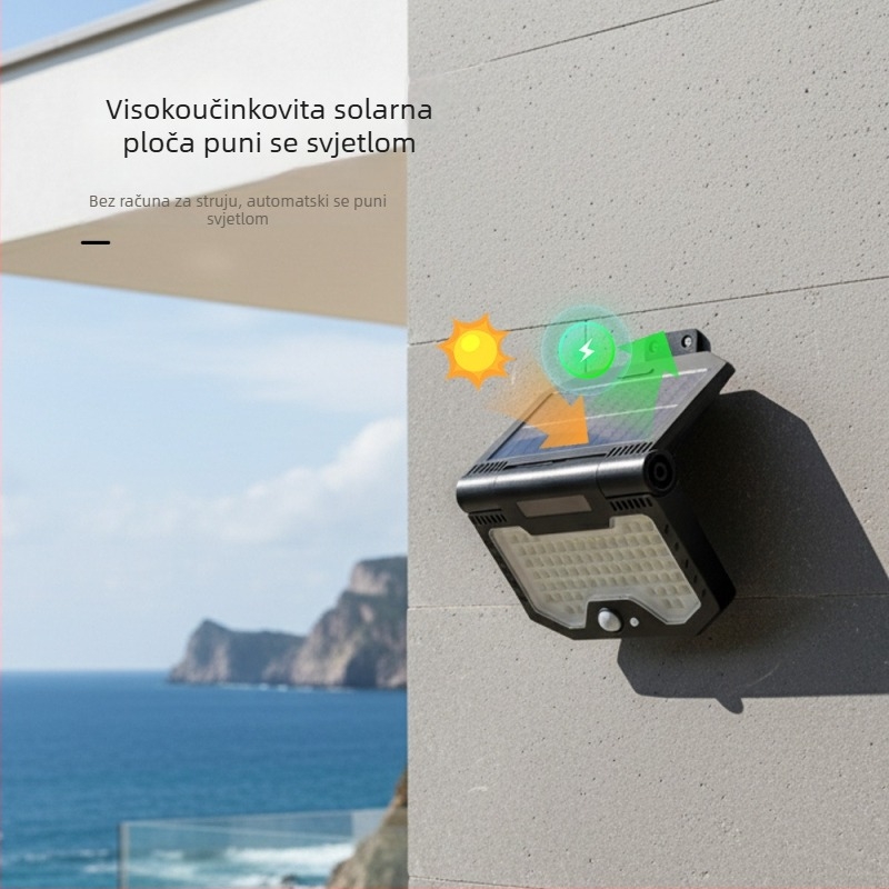 Solarna dijeljena vanjska vodootporna LED reflektor za krajolik i dvorište, s senzorom pokreta i kontrolom svjetla, zidno LED svjetlo za garažu